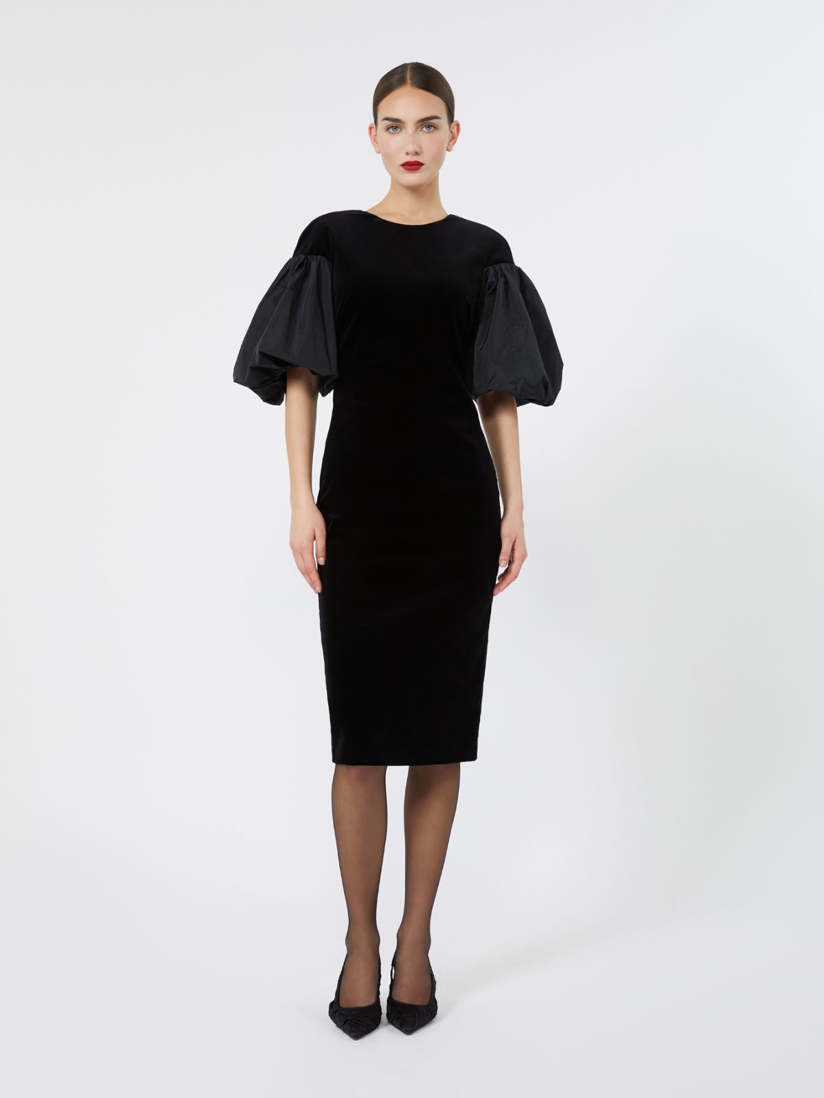 Cotton velvet midi dress - BLACK - Max Mara - 2