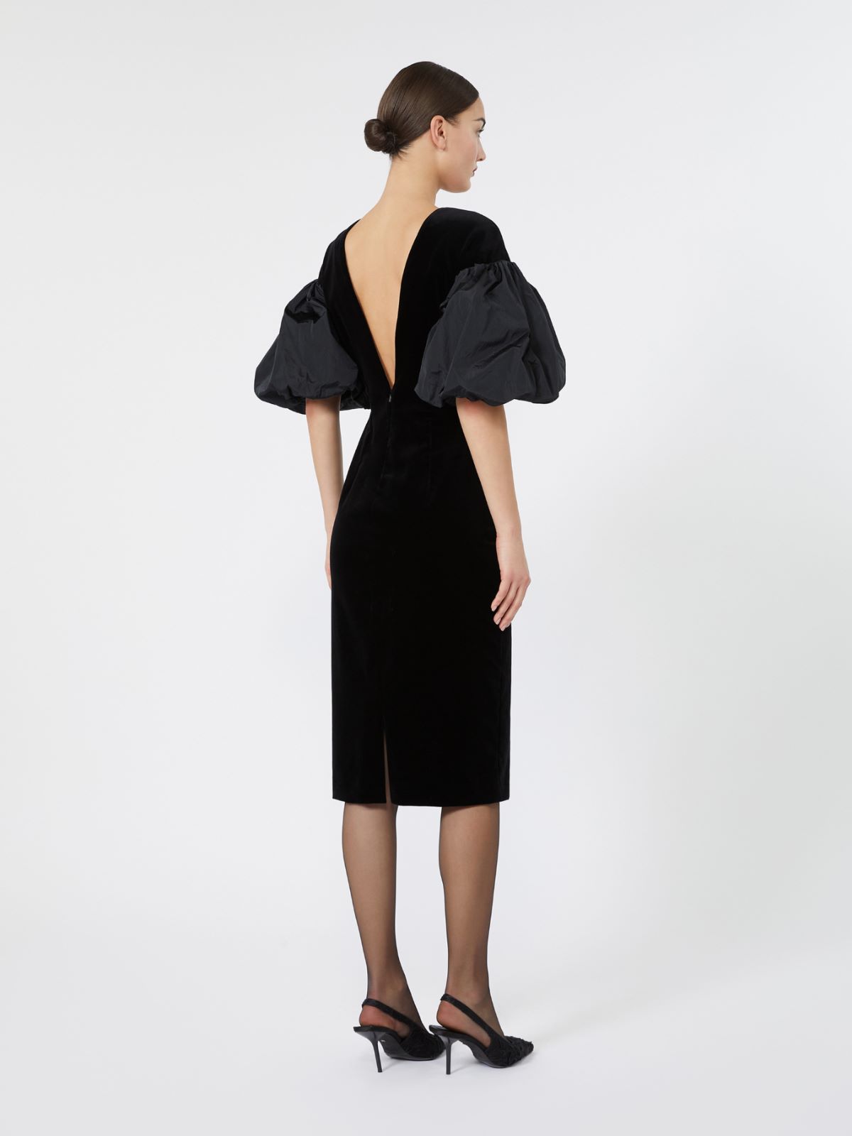Cotton velvet midi dress - BLACK - Max Mara - 3