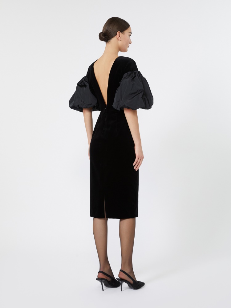 Cotton velvet midi dress - BLACK - Max Mara - 3