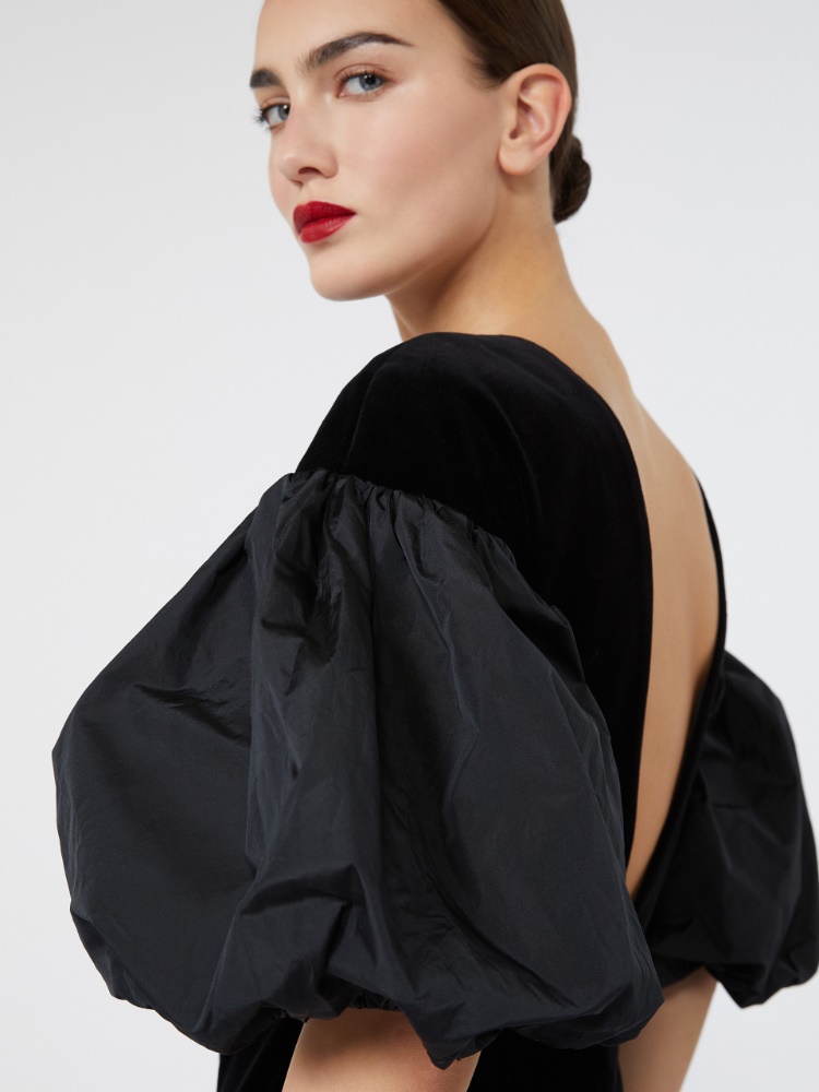 Cotton velvet midi dress - BLACK - Max Mara - 4