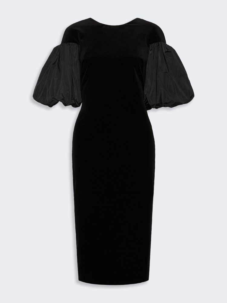 Cotton velvet midi dress - BLACK - Max Mara - 5