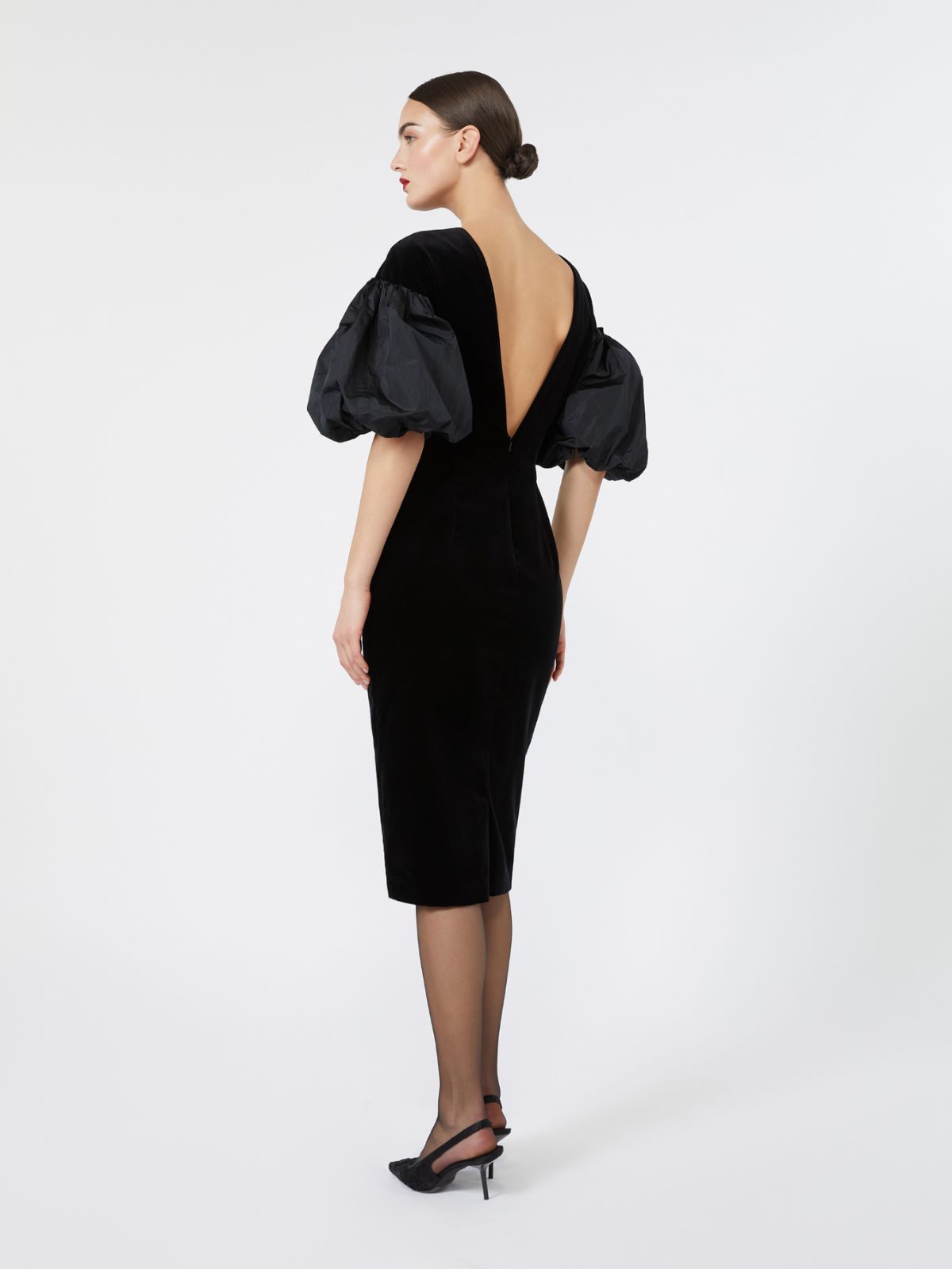 Cotton velvet midi dress - BLACK - Max Mara