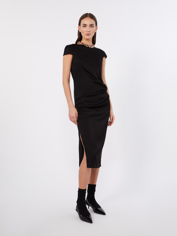 Shiny cady dress - BLACK