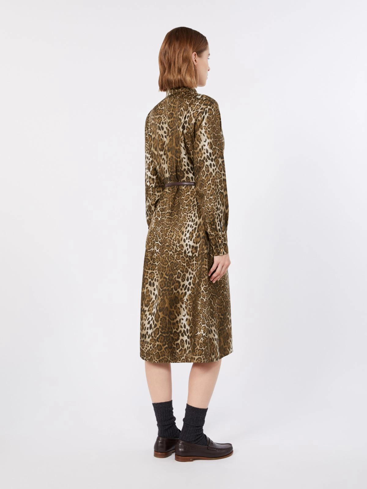 Szmizjerka z jedwabiu z nadrukiem - BRĄZOWY - Max Mara - 3
