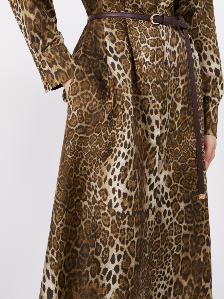 Printed silk shirt dress - BROWN - 4