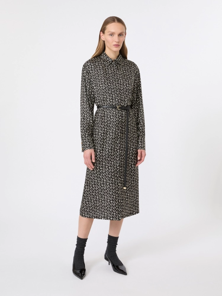 Printed silk shirt dress - BLACK WHITE - Max Mara - 2