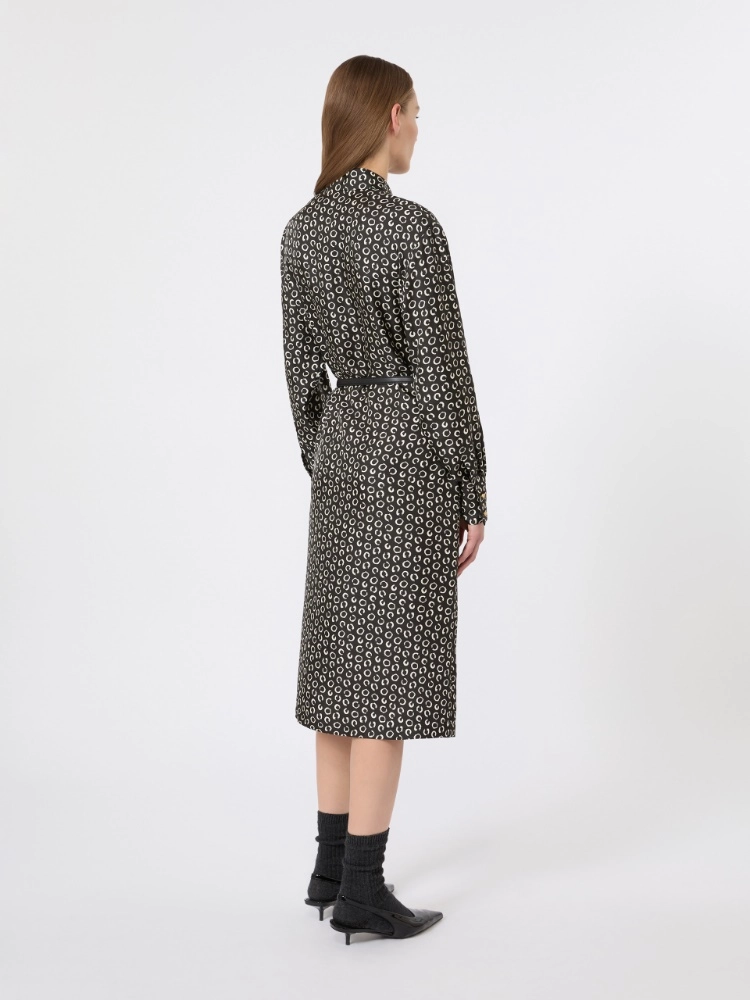 Printed silk shirt dress - BLACK WHITE - Max Mara - 3