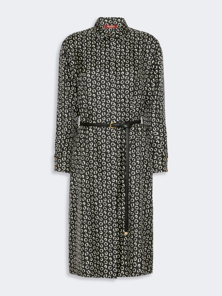 Printed silk shirt dress - BLACK WHITE - Max Mara - 6