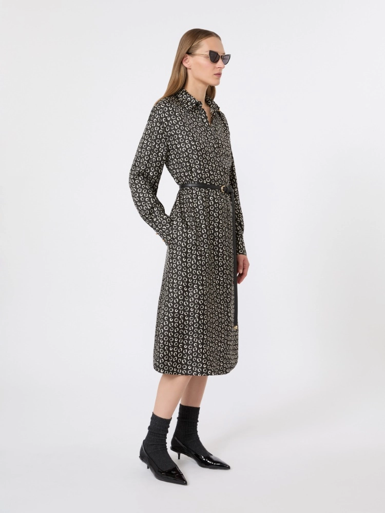Printed silk shirt dress - BLACK WHITE - Max Mara