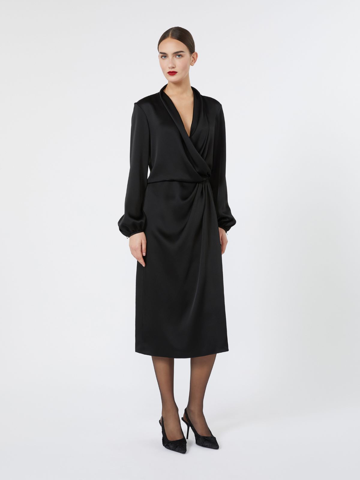 Flowing envers satin dress - BLACK - Max Mara - 2