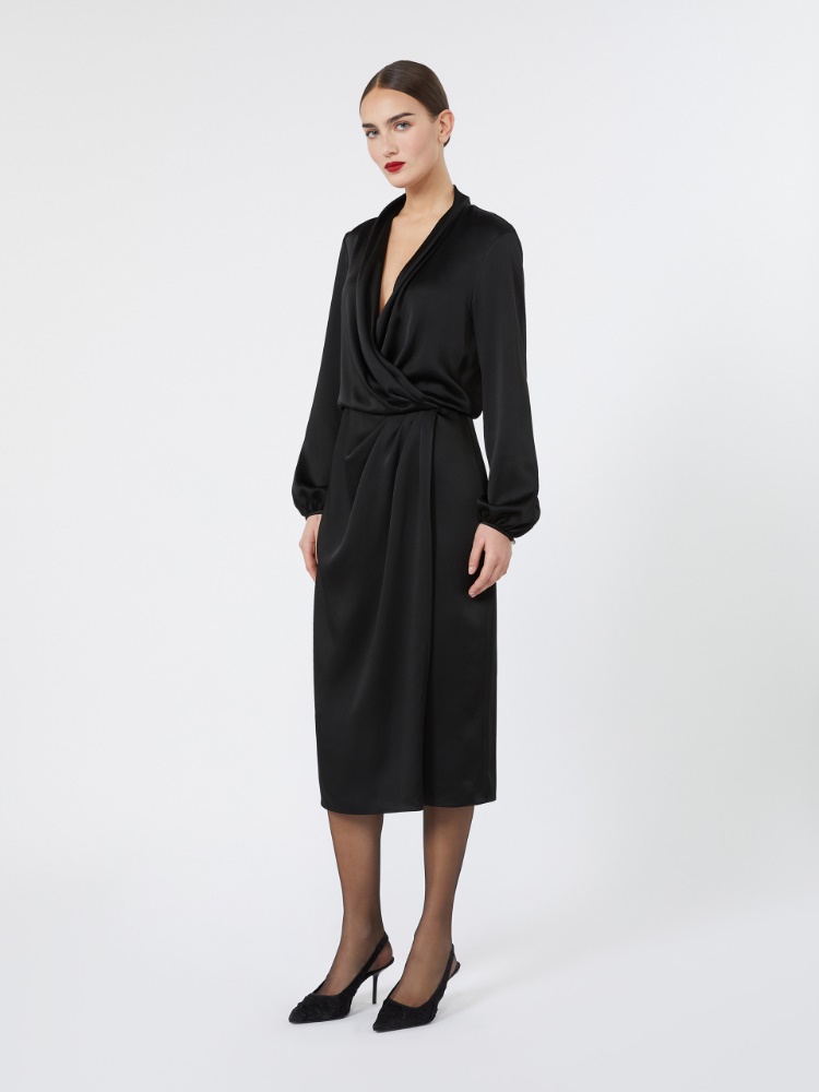 Flowing envers satin dress - BLACK