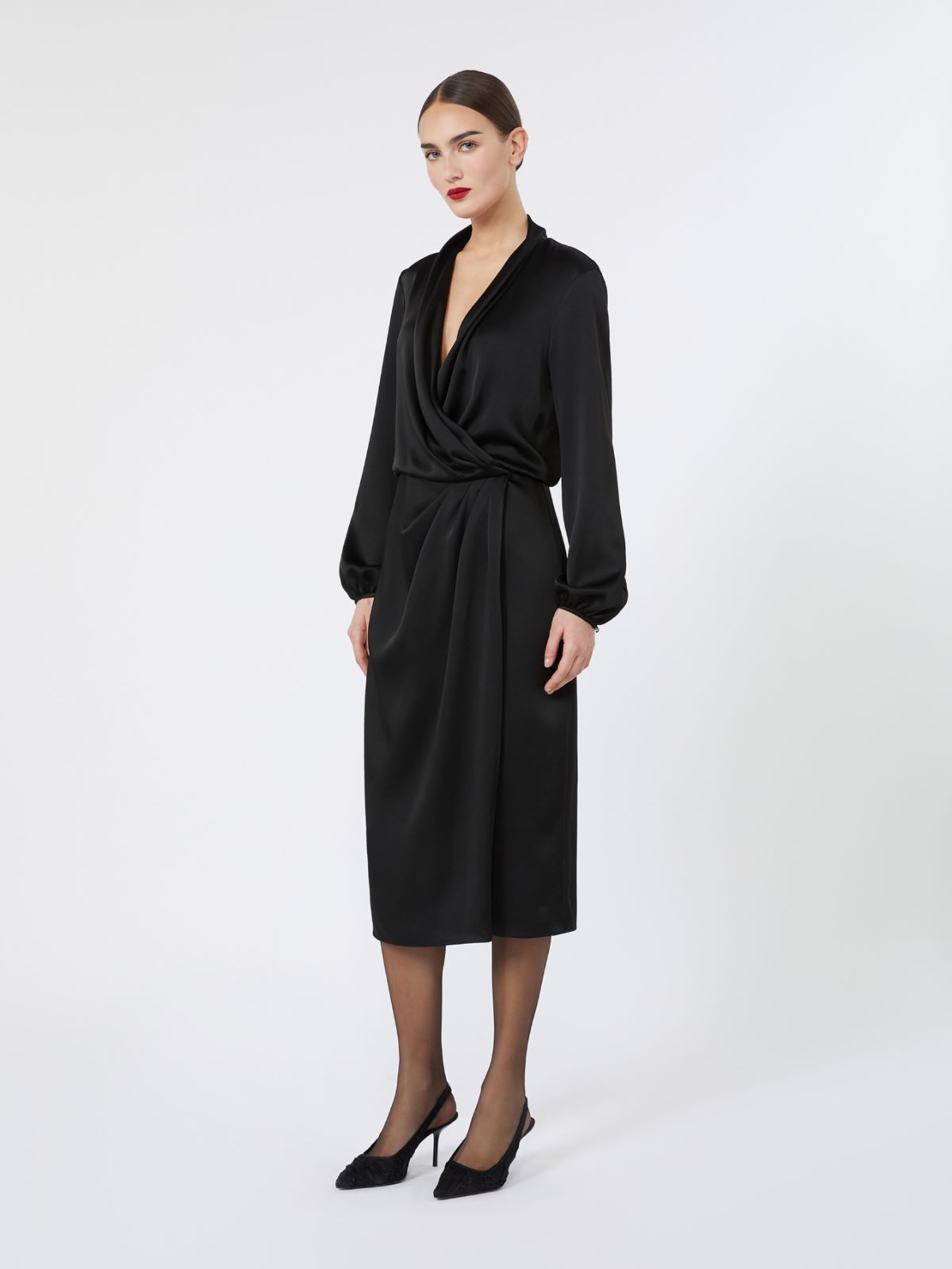 Flowing envers satin dress - BLACK - Max Mara