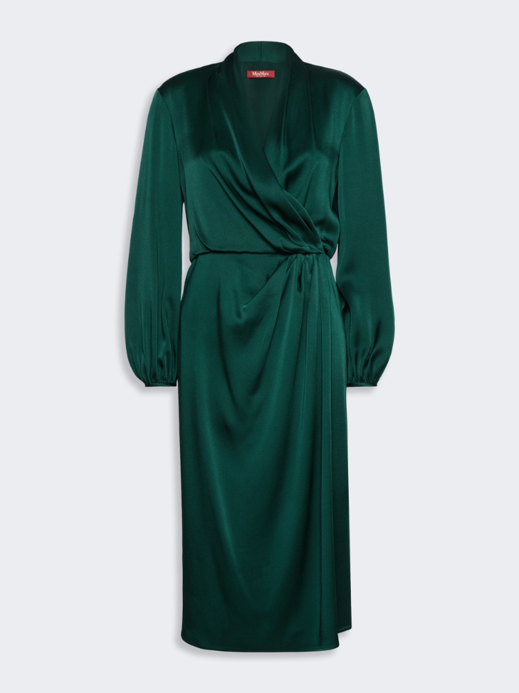 Flowing envers satin dress - DARK GREEN