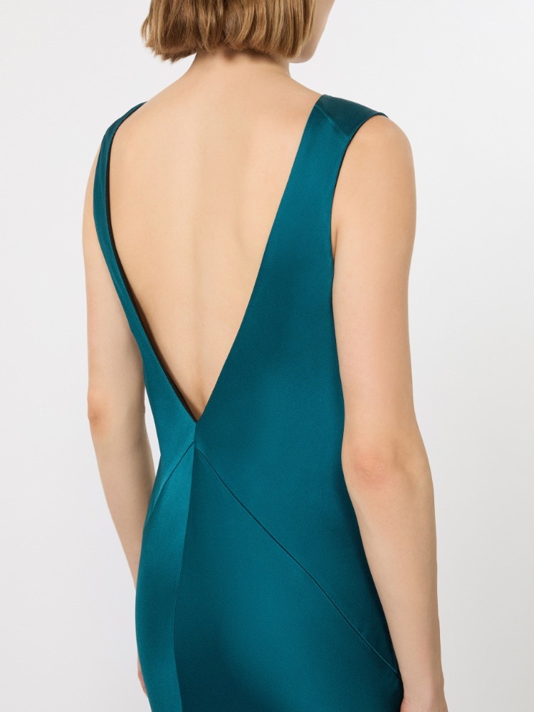 Robe longue à envers en satin - PETROLE - 4