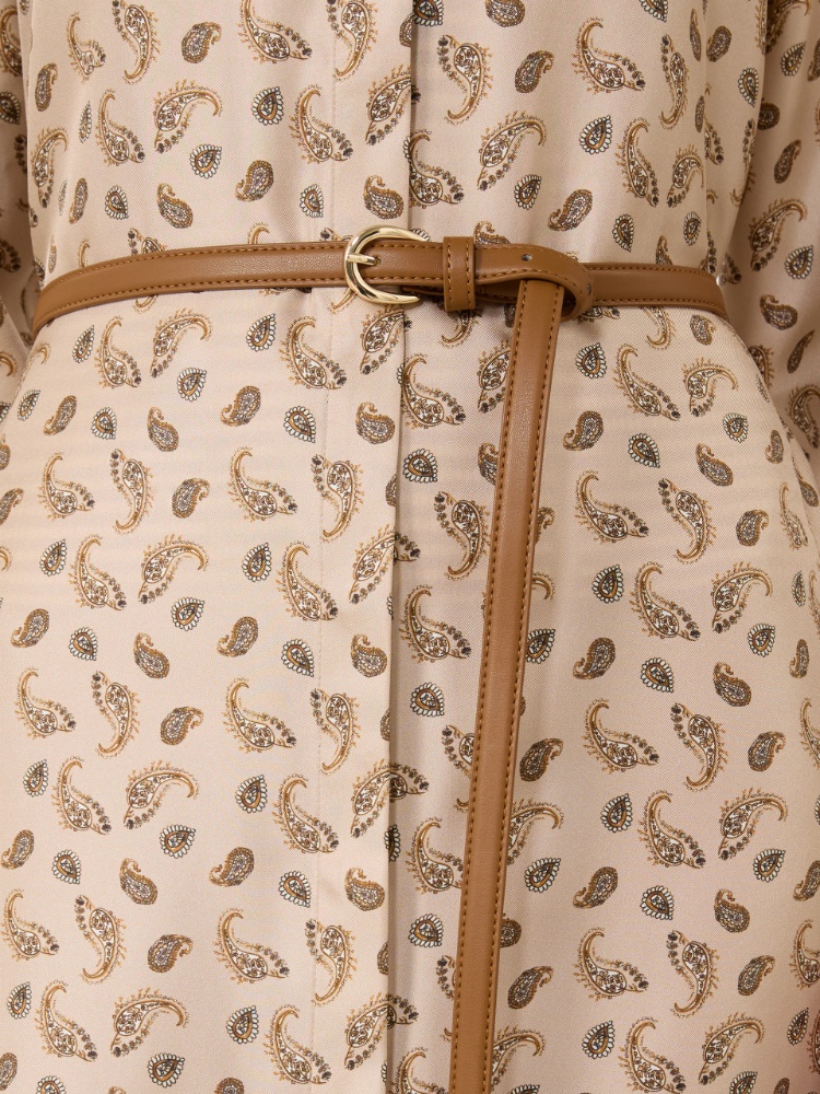 Hemdblusenkleid aus Seide - BEIGE