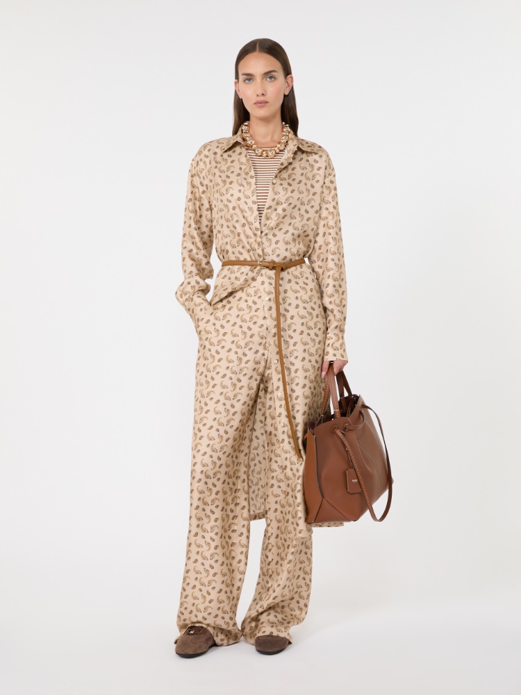 Silk shirt dress - BEIGE