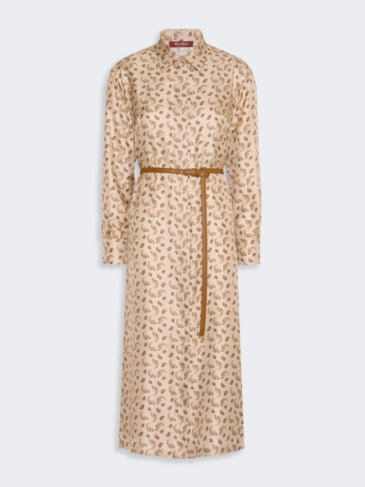 Silk shirt dress - BEIGE