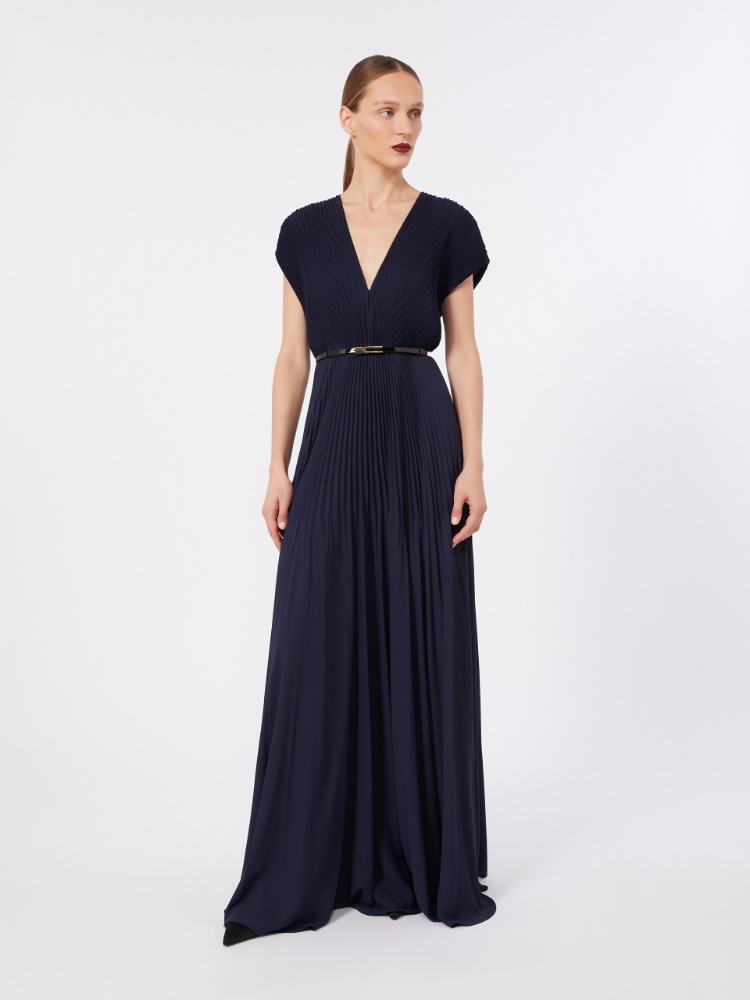 Long sable georgette dress - MIDNIGHTBLUE - 2