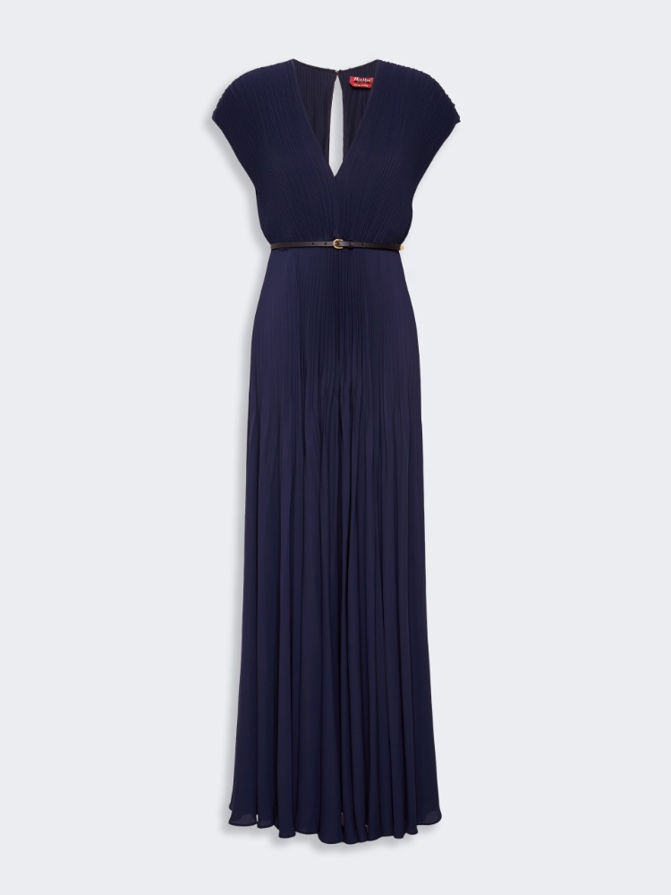 Long sable georgette dress - MIDNIGHTBLUE