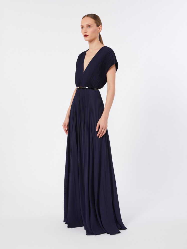 Long sable georgette dress - MIDNIGHTBLUE - 1