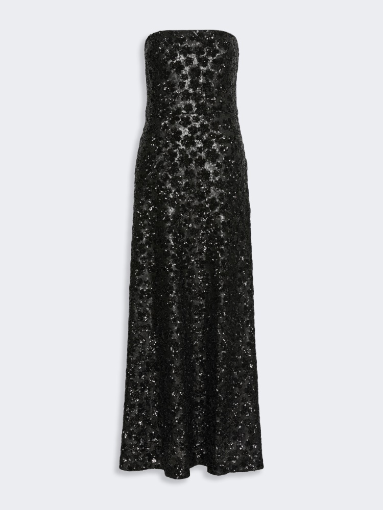 Robe bustier en tulle brodé et sequins - NOIR