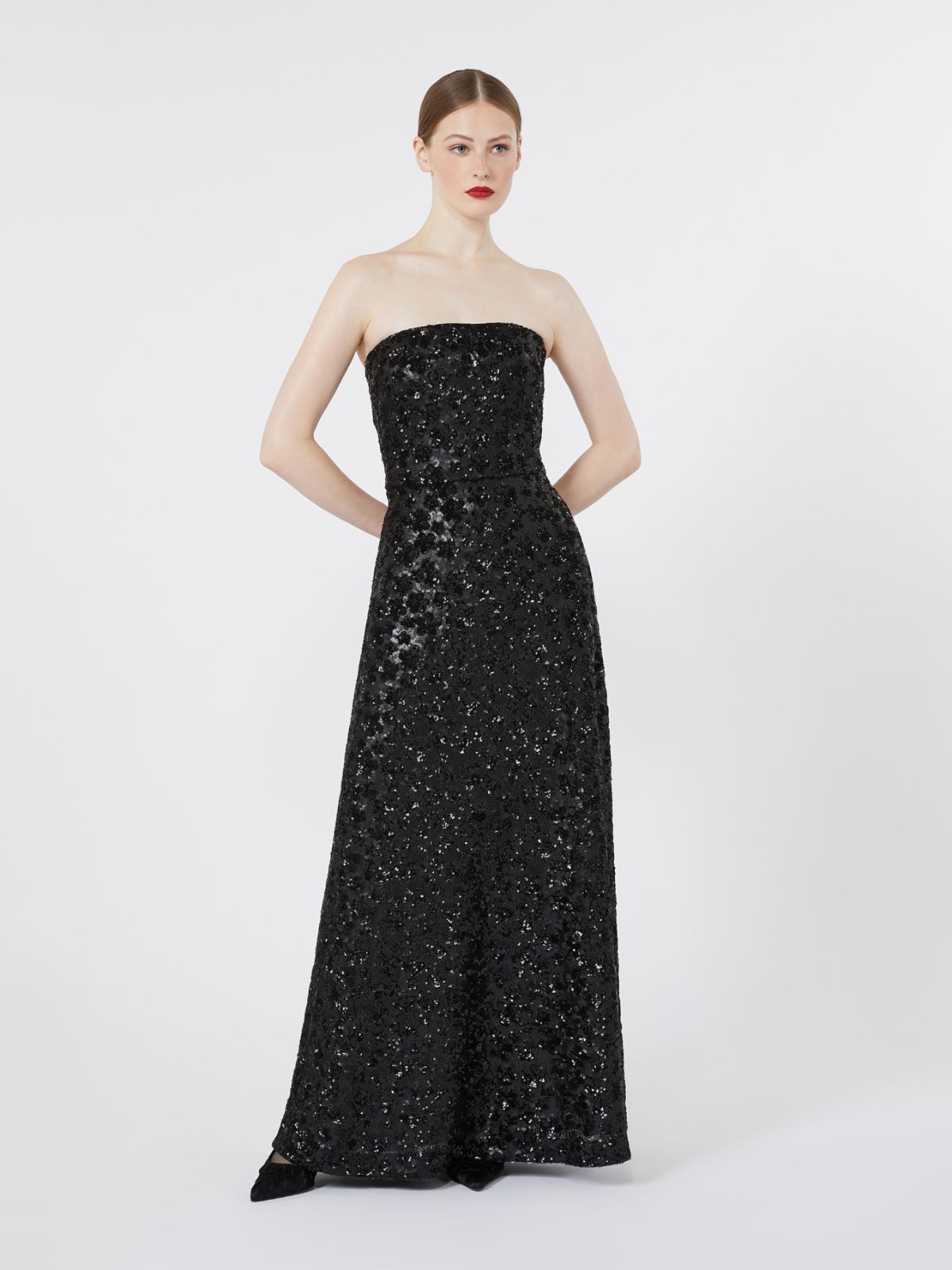 Robe bustier en tulle brodé et sequins - NOIR - Max Mara