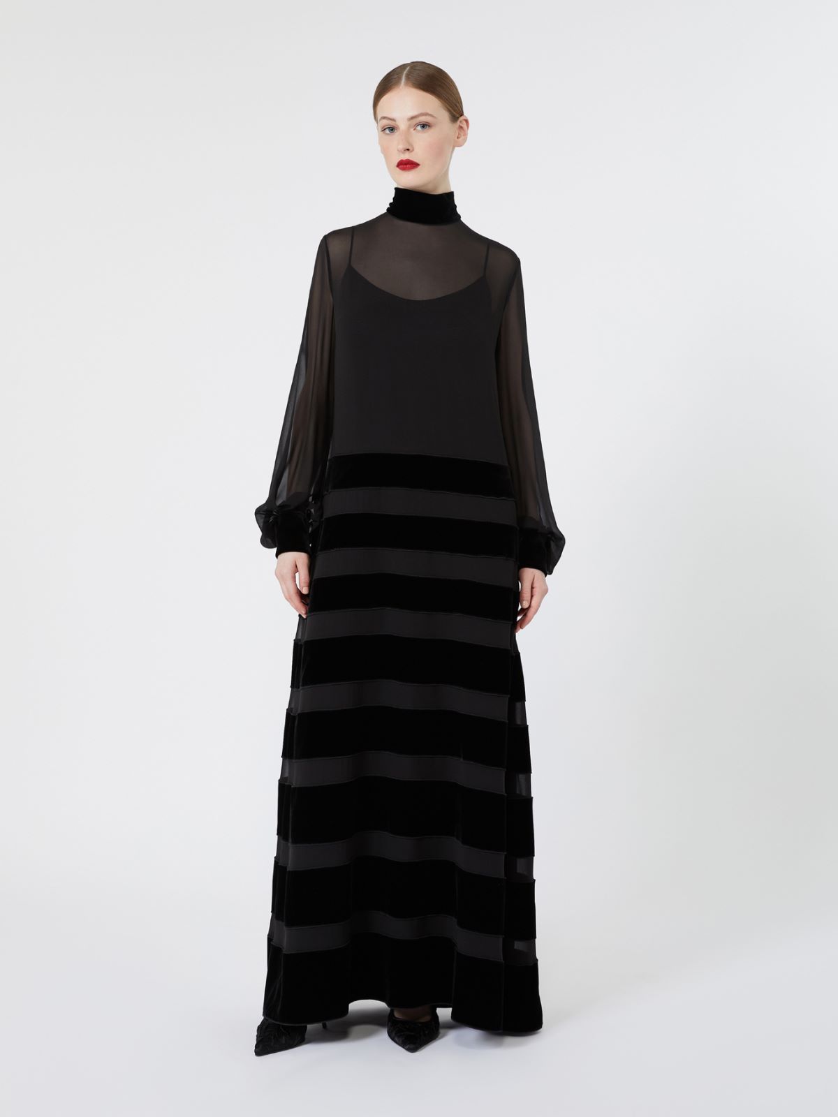 Maxikleid aus Seiden-Georgette - SCHWARZ - Max Mara - 2