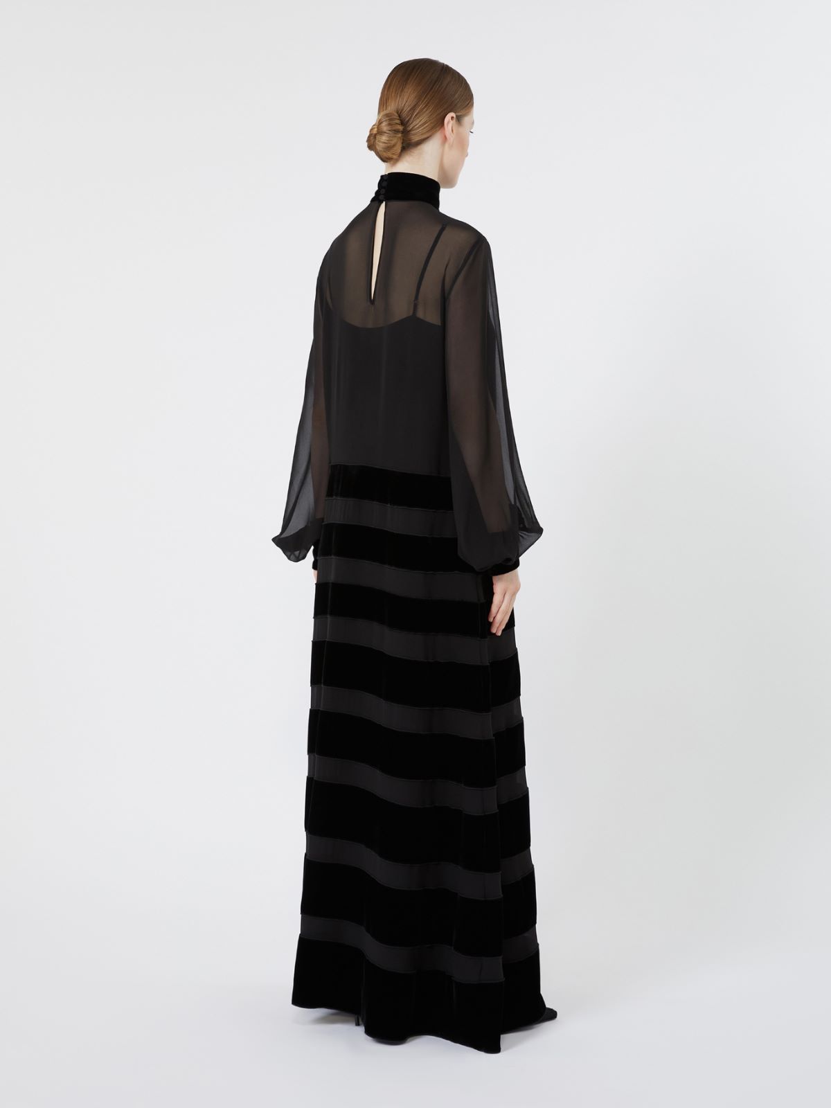 Maxikleid aus Seiden-Georgette - SCHWARZ - Max Mara - 3