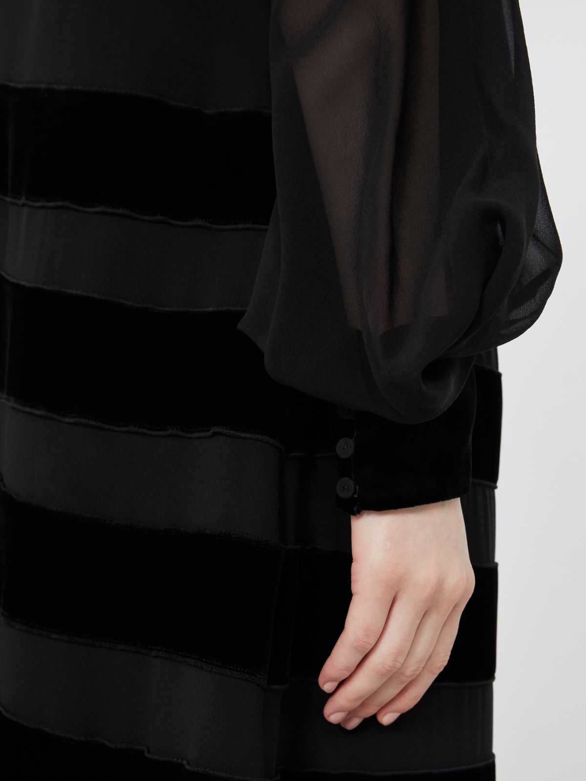 Maxikleid aus Seiden-Georgette - SCHWARZ - Max Mara - 4