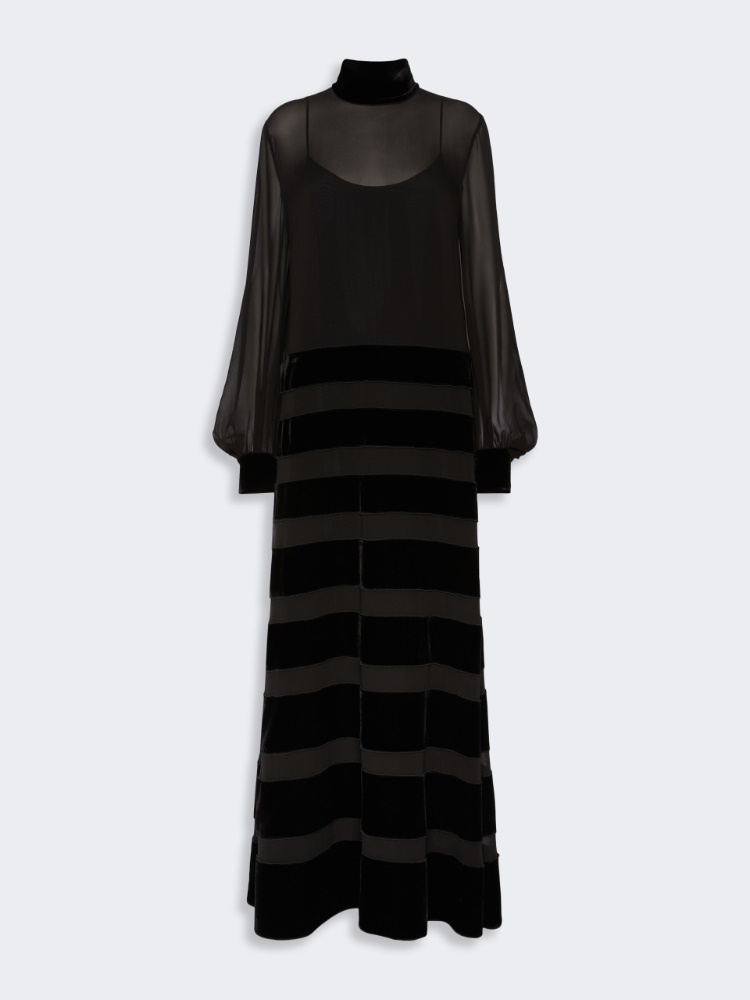 Maxikleid aus Seiden-Georgette - SCHWARZ - Max Mara - 5
