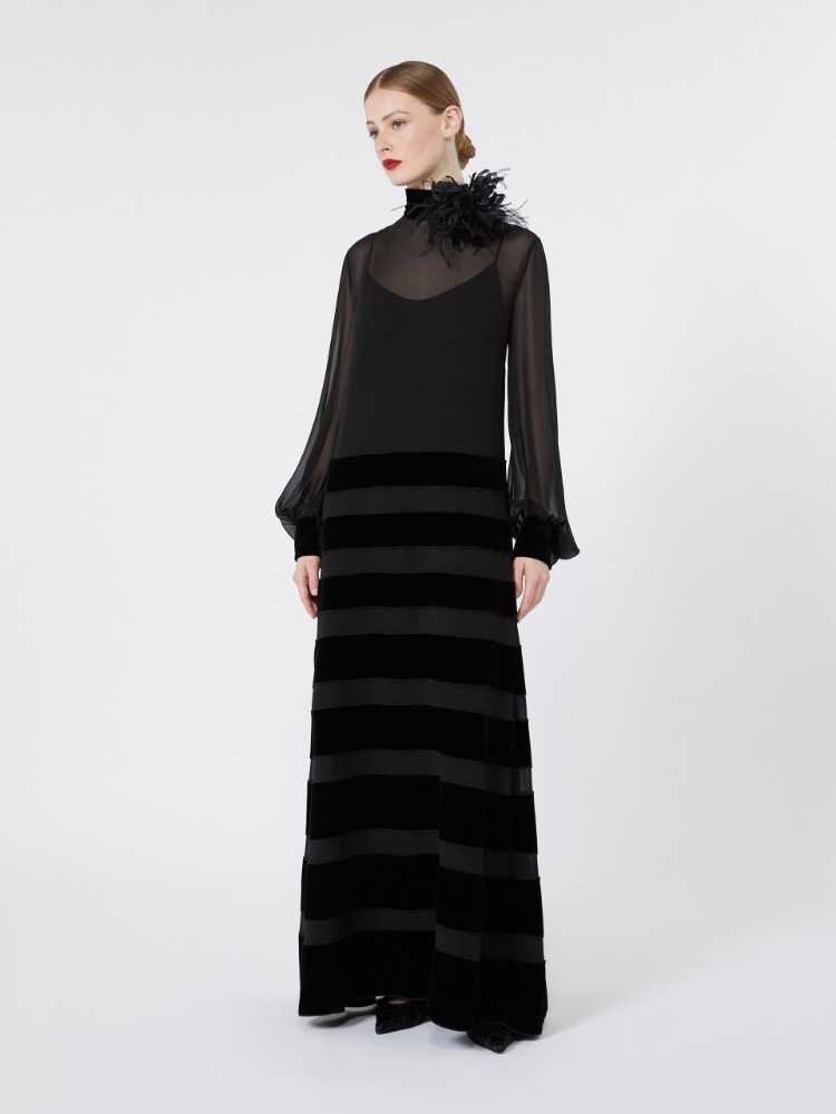 Maxikleid aus Seiden-Georgette - SCHWARZ