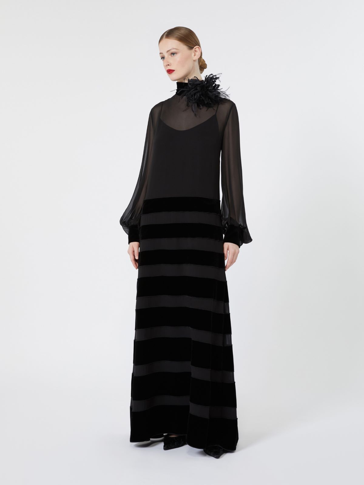 Maxikleid aus Seiden-Georgette - SCHWARZ - Max Mara