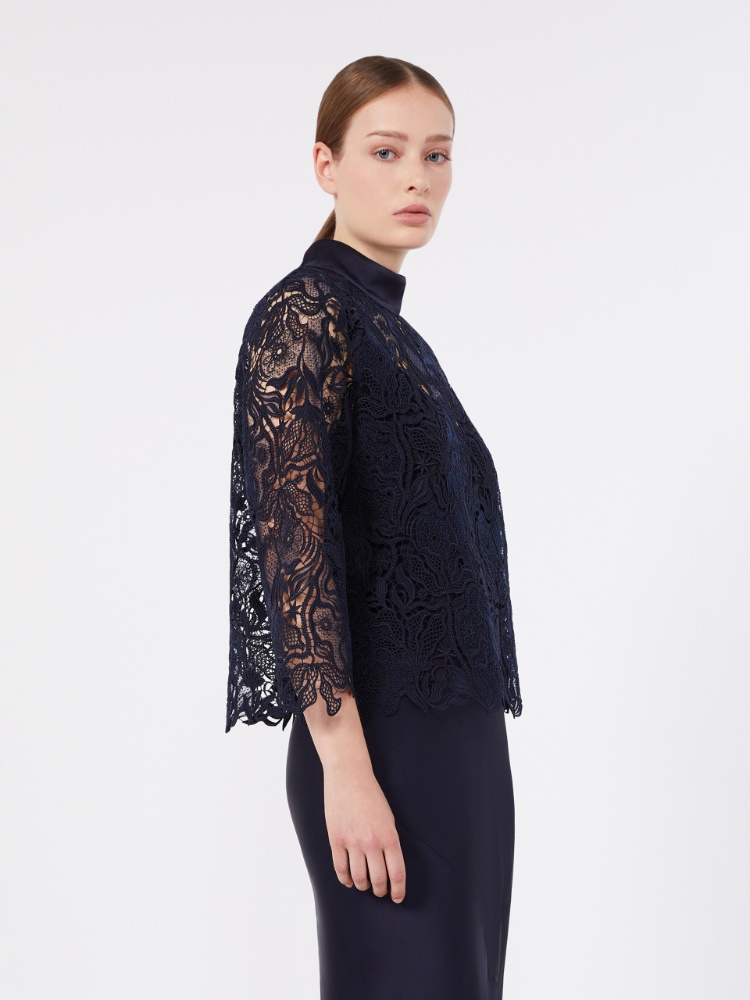 Macramé lace blouse - MIDNIGHTBLUE - 2