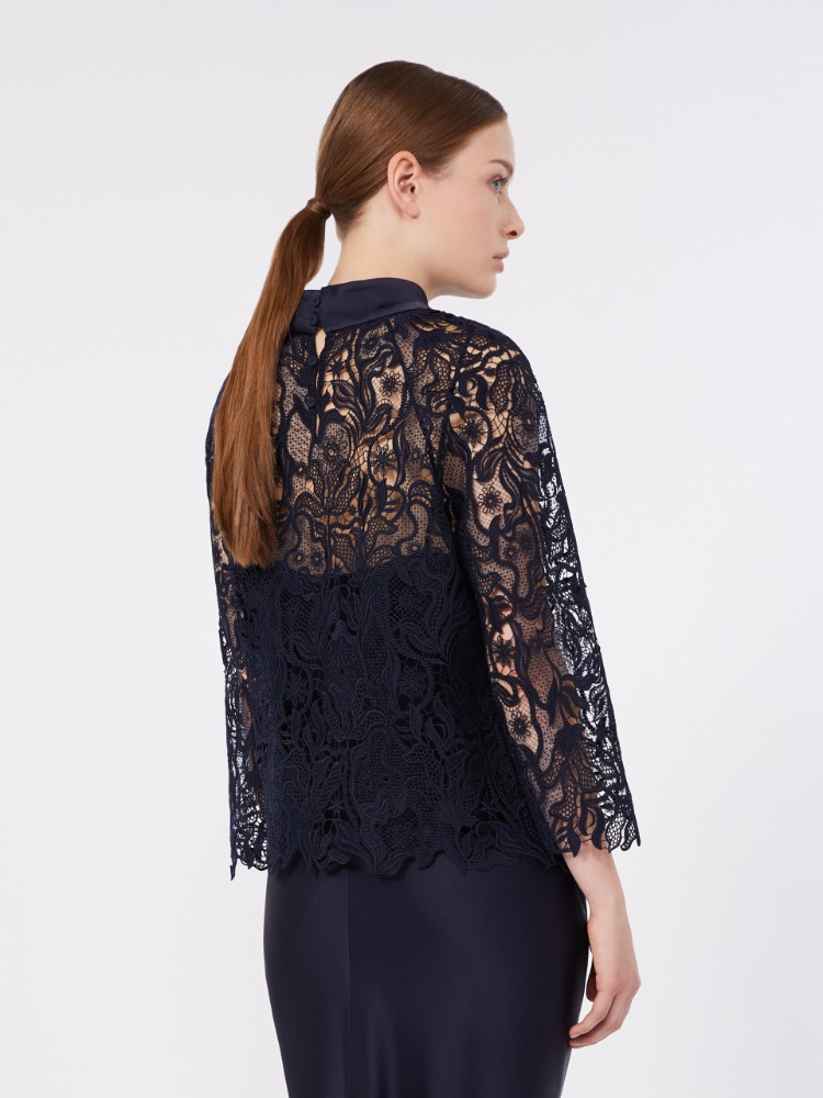 Macramé lace blouse - MIDNIGHTBLUE - 3