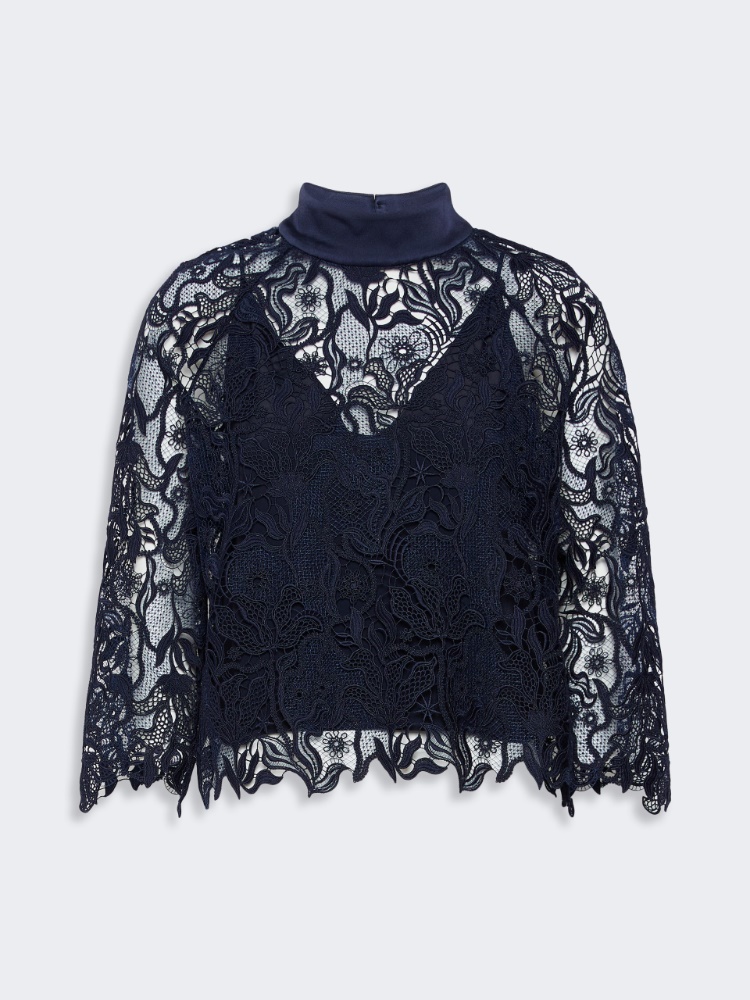 Macramé lace blouse - MIDNIGHTBLUE