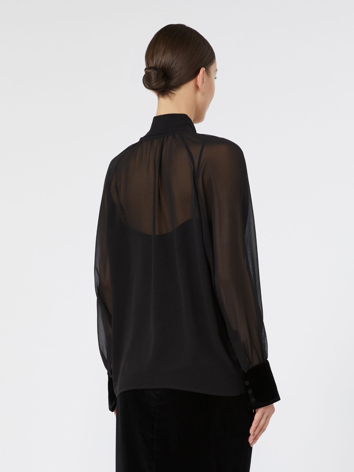 Silk georgette blouse - BLACK - Max Mara - 3