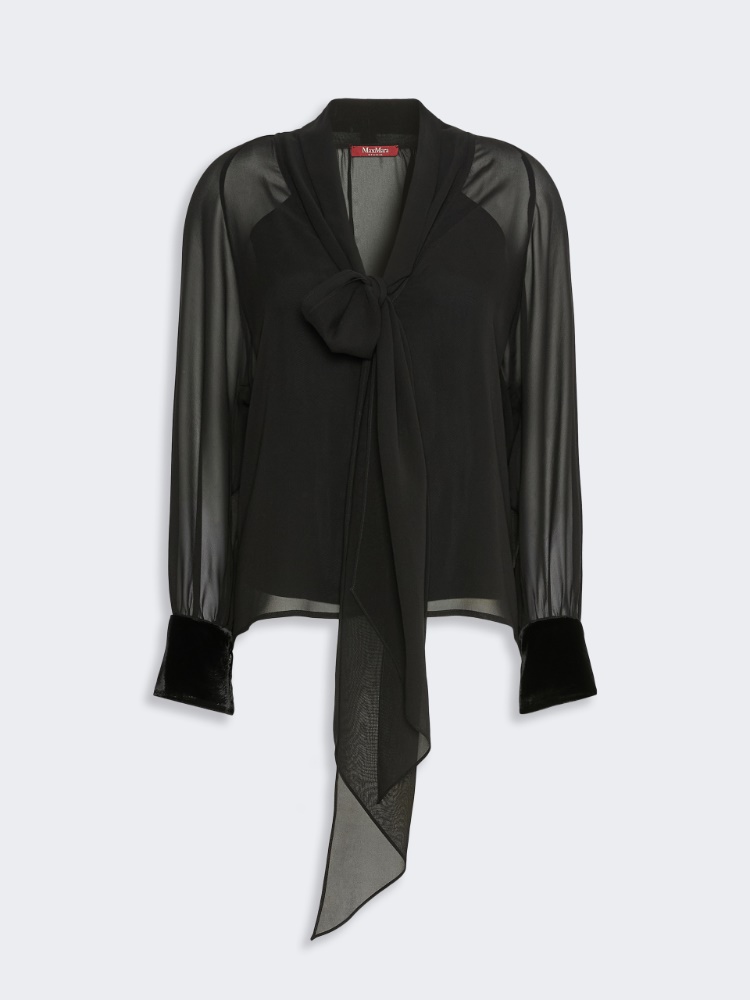 Silk georgette blouse - BLACK