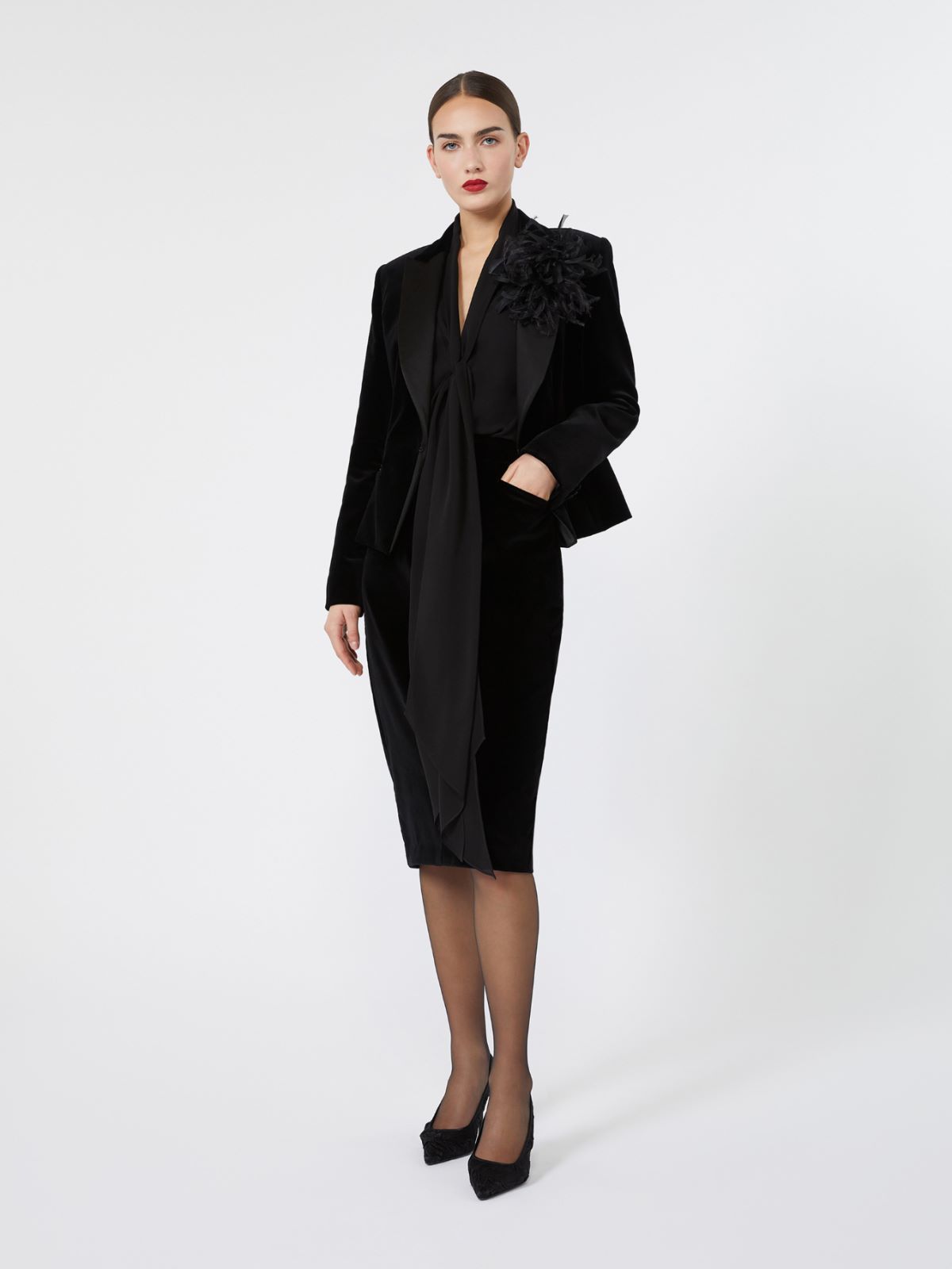 Silk georgette blouse - BLACK - Max Mara