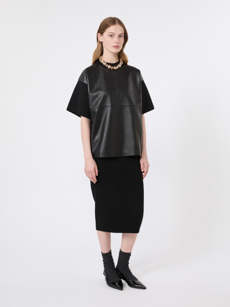 Viscose yarn pencil skirt - BLACK