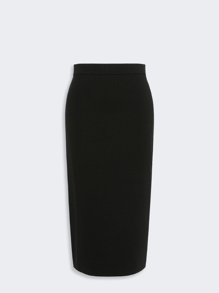 Viscose yarn pencil skirt - BLACK