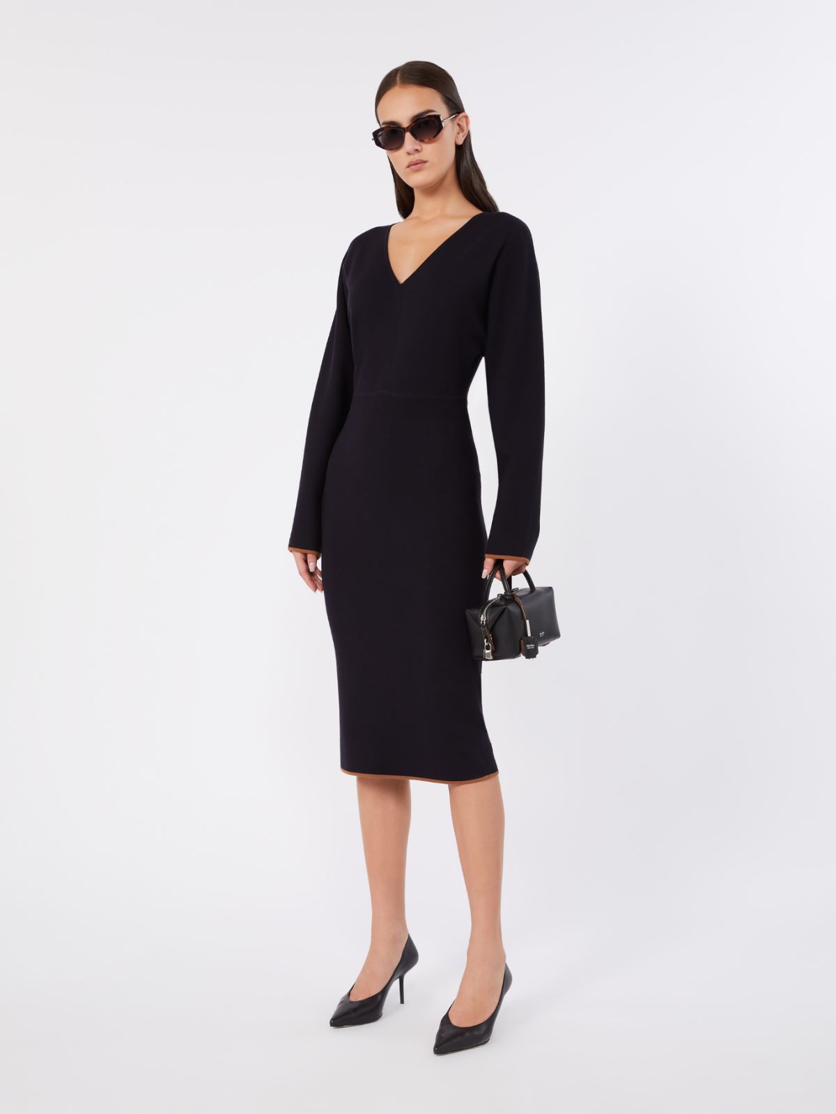 Stretch viscose yarn dress - MIDNIGHTBLUE