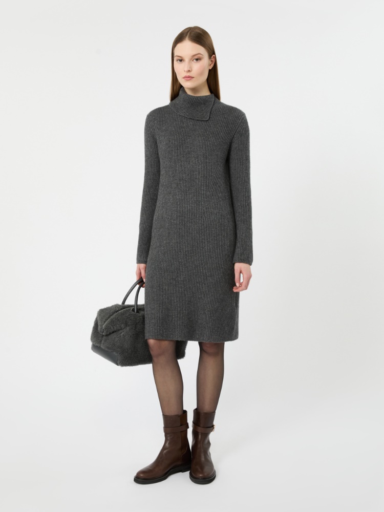 Wool and cashmere knit midi dress - DARK GREY