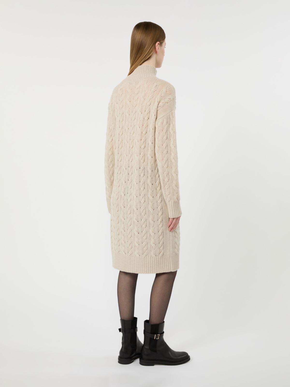 Relaxed-fit wool and cashmere yarn dress - BEIGE - Max Mara - 3