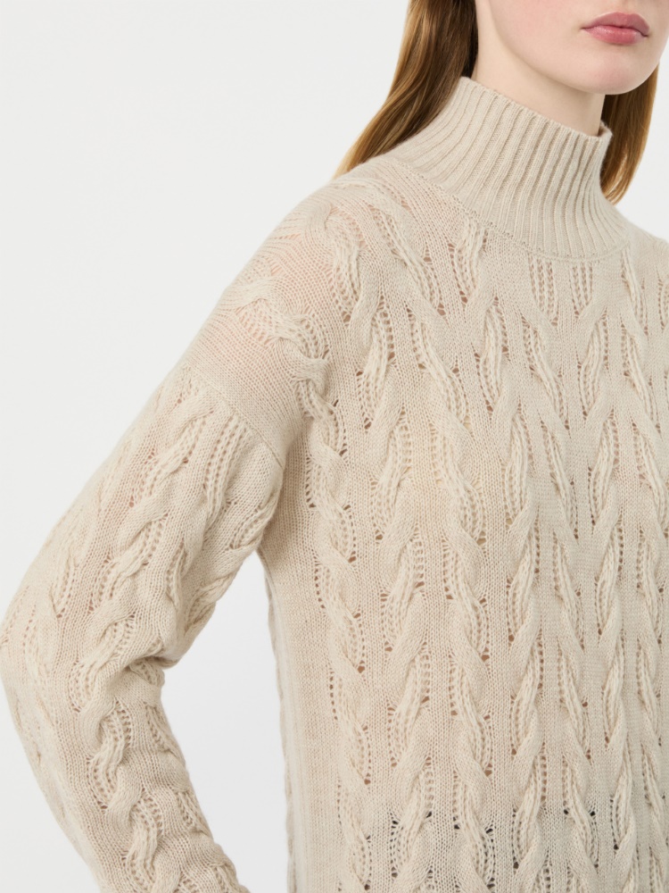Relaxed-fit wool and cashmere yarn dress - BEIGE - Max Mara - 4