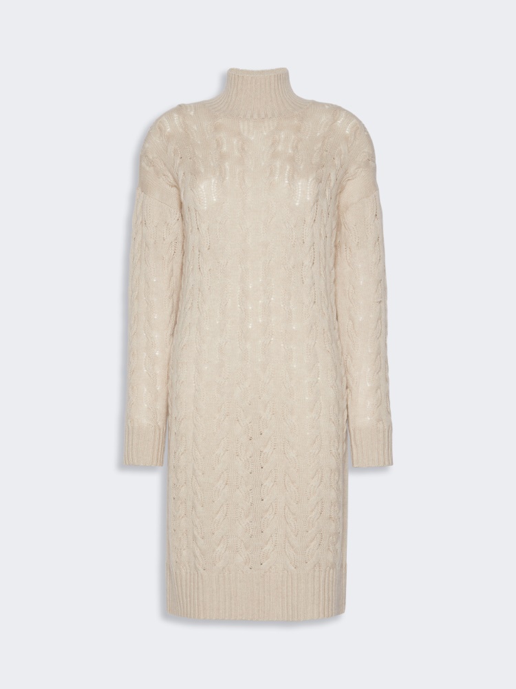 Relaxed-fit wool and cashmere yarn dress - BEIGE