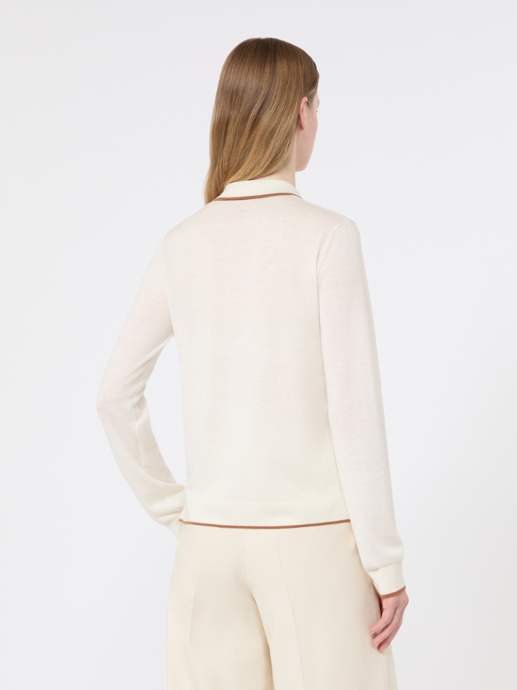 Wool and silk yarn cardigan - WHITE - 3
