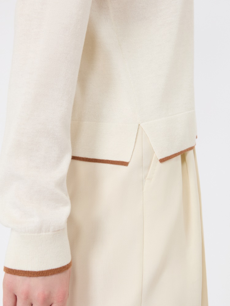 Wool and silk yarn cardigan - WHITE - 5