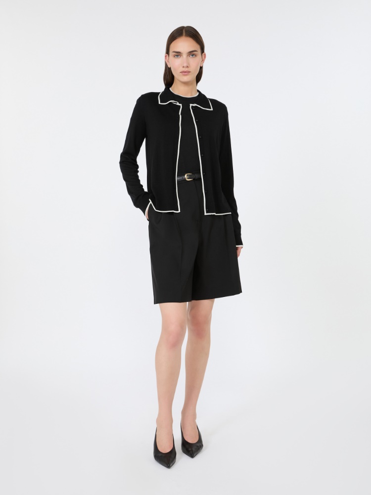Wool and silk yarn cardigan + BLACK WHITE - Max Mara