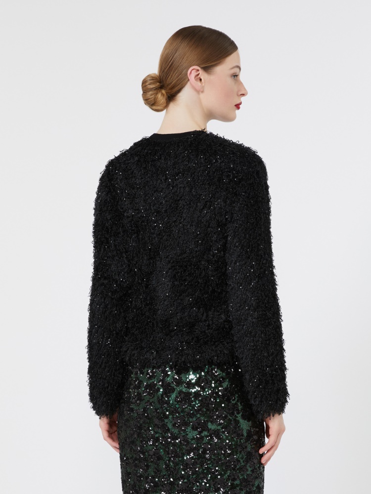 Soft-textured cardigan with sequins - BLACK - Max Mara - 3