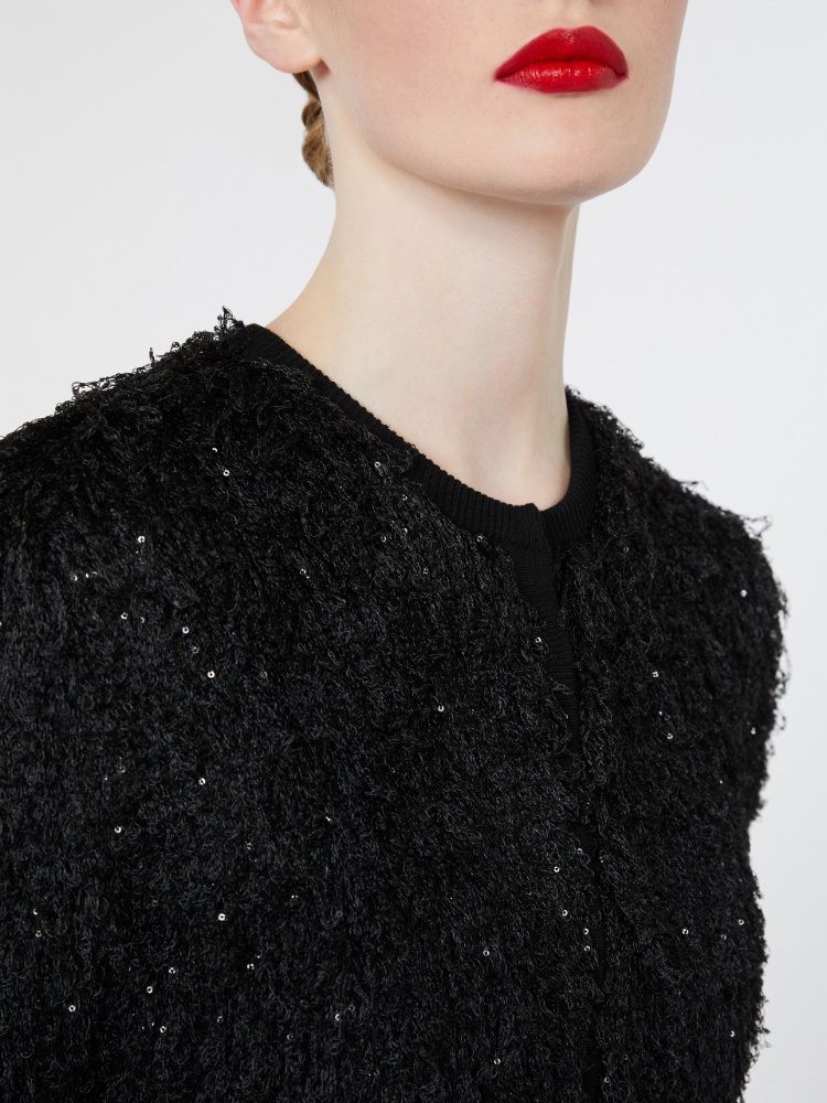 Soft-textured cardigan with sequins - BLACK - Max Mara - 4